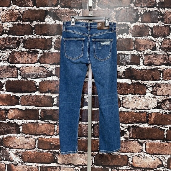 FREE PEOPLE Jeans Flare Leg Blue Denim Distressed Size 25 - Picture 3 of 11